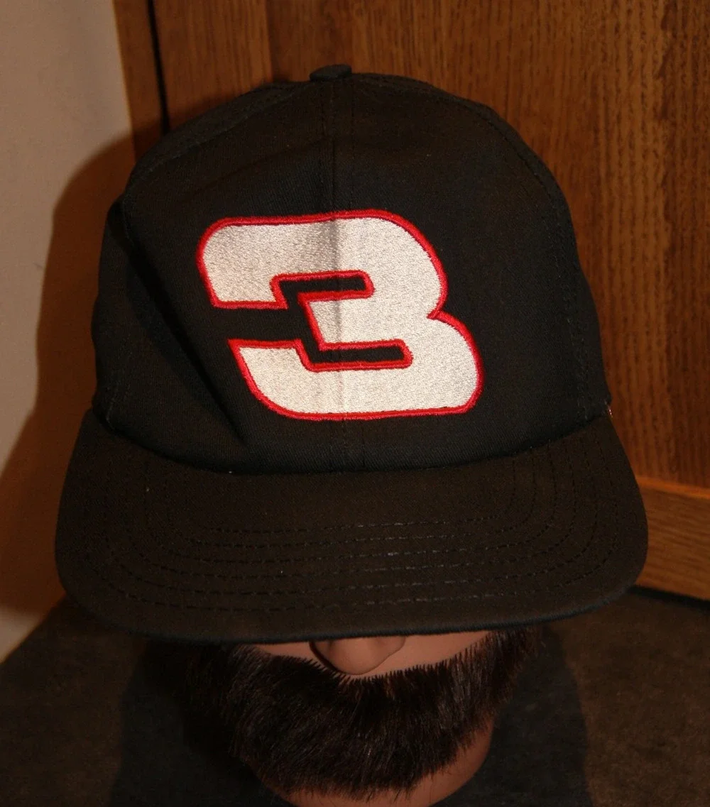 Vintage Dale Earnhardt #3 Snapback Black Cap Hat Made USA NASCAR Sports Image